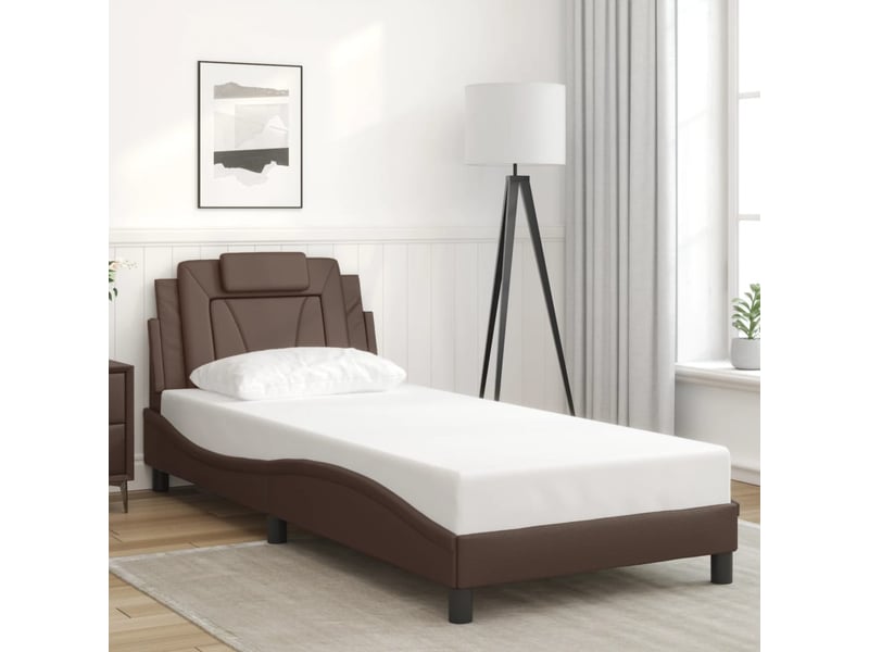  Lit simple- lit adulte -  cadre de lit viana avec led sans matelas marron 80x200 cm  - Conforama C