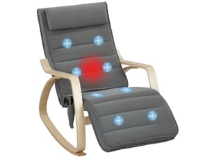 Fauteuil à bascule avec fonction massage, chauffage lombaire, 3 modes, revêtement en tissu, gris