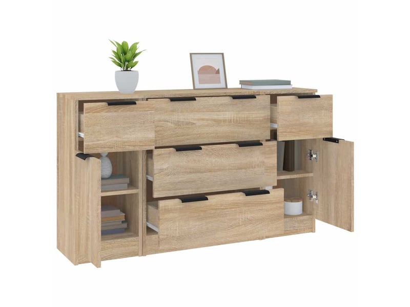  Ensemble de buffets 3 pcs - bahut - meuble de rangement chêne sonoma bois d'ingénierie  - Conforama D