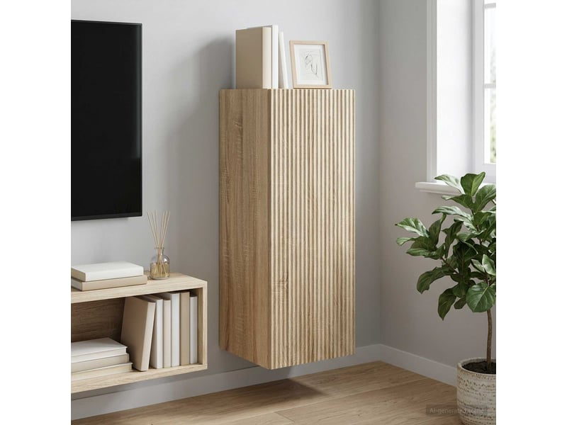  Armoire murale salon 33x34,5x90cm bois d'ingénierie chêne sonoma shl8888  - Conforama B