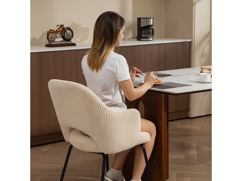  Chaise homcom style contemporain en tissu côtelé pour salle à manger design  - Conforama E