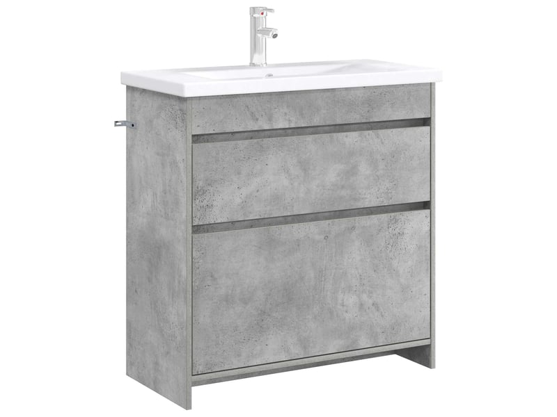  Meuble sous lavabo de salle de bain, commode gris béton shl9638  - Conforama C