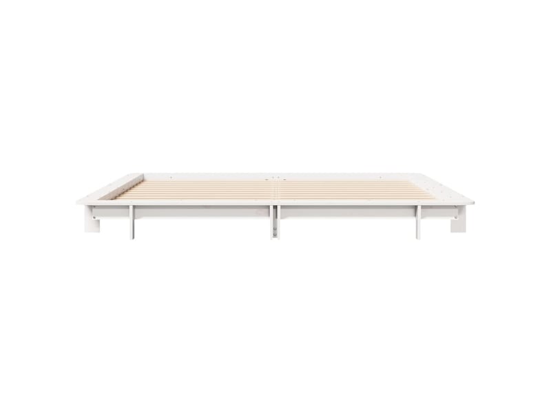  Lit double- lit adulte -  cadre de lit sans matelas blanc 160x200 cm bois de pin massif  - Conforama C