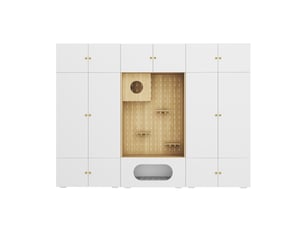 Dressing complet 270x50x200 cm avec arbre à intégré, armoire de chambre multifonctionnelle et vestiaire d'entrée, avec 11 compartiments, blanc