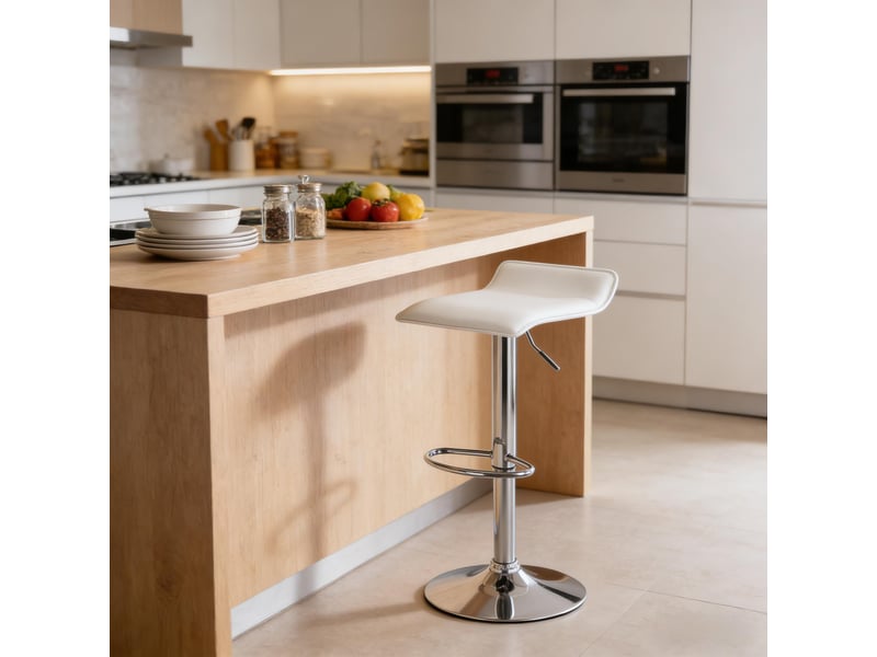  Tabouret de bar réglable,38,5x39 cm,pivotant 360°,similicuir,blanc  - Conforama E