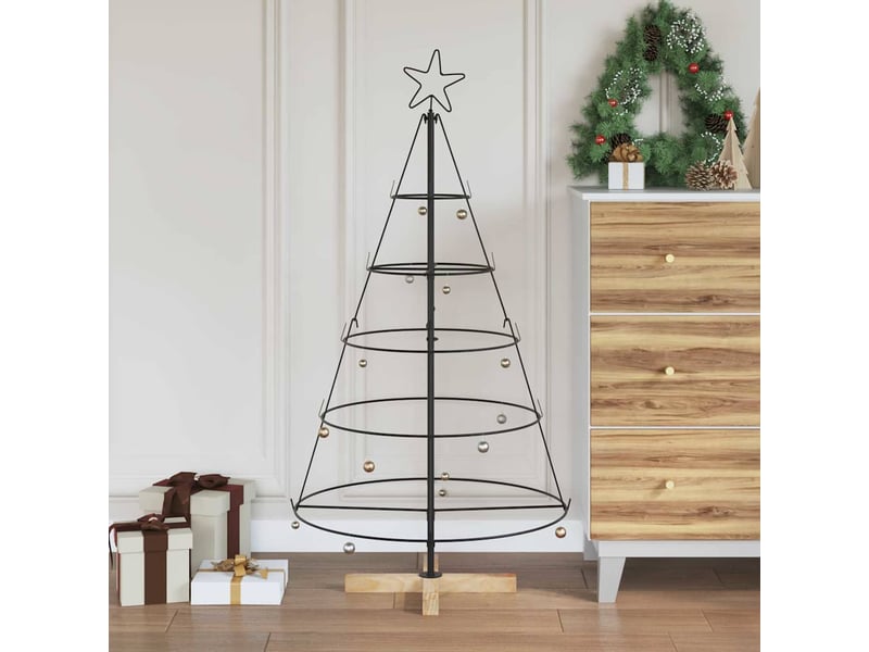  Sapin de noël, arbre de noël en métal avec support kuopio 125 cm acier noir  - Conforama B