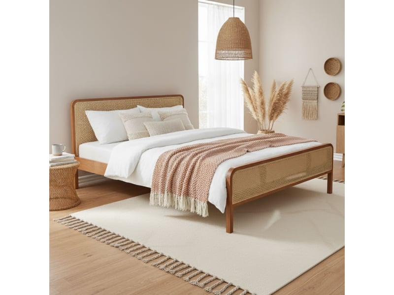 Lit cannage en pin massif marron noisette anna 140x190 - lt17018 - Conforama B