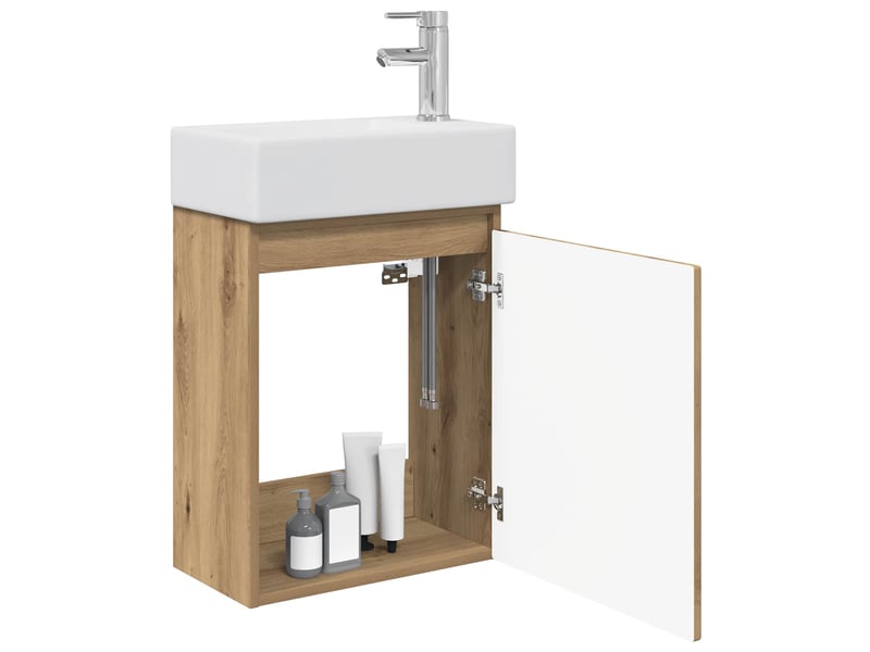  Meuble de rangement salle de bain avec robinet chêne artisanal shl6299  - Conforama C