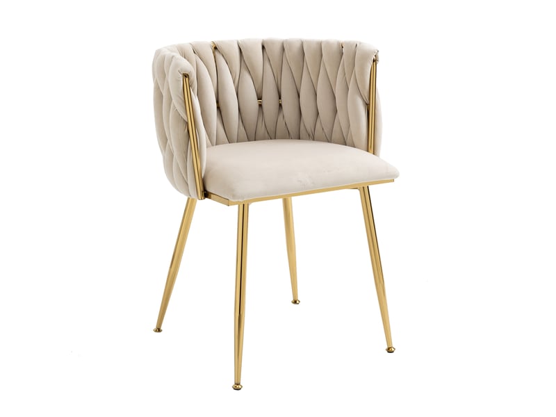  Lot de 2 chaises de salle à manger en velours ivoire, pieds en métal doré W2845P217800 - Conforama B