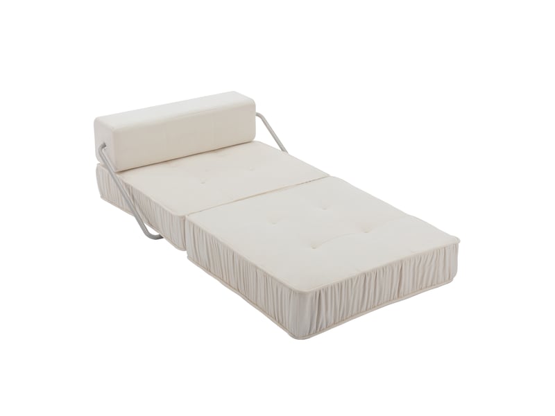 Fauteuil convertible 1 place blanc en chenille evryae  - Conforama A