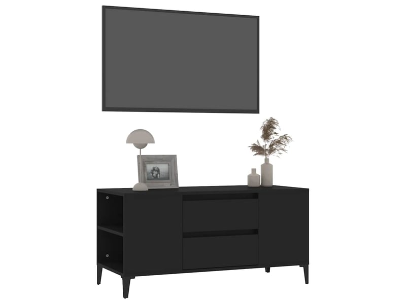  Meuble tv - banc tv - meuble de rangement noir 102x44,5x50 cm bois d'ingénierie  - Conforama D