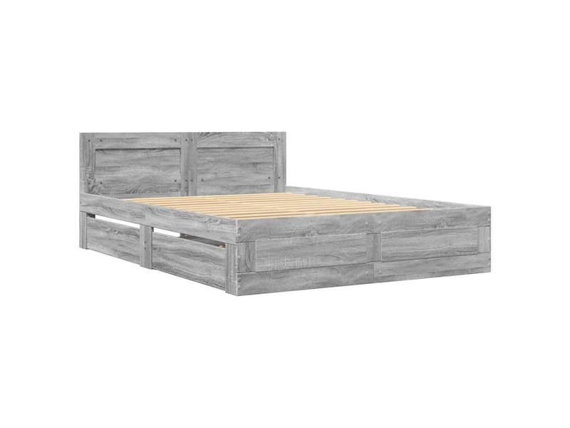  Lit double- lit adulte -  cadre de lit et tête de lit sans matelas sonoma gris 120x190 cm  - Conforama B
