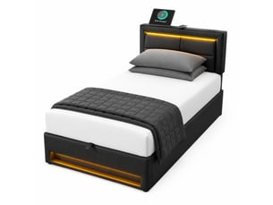 Lit avec rangement 90x200 cm coloris noir
