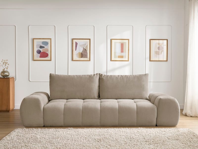  Bobochic canapé droit fixe 3 places everest tissu texturé taupe EVEREST - Conforama D