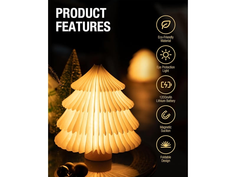  Lampe de sapin de noël, décorations de noël avec lumières led bois  - Conforama B