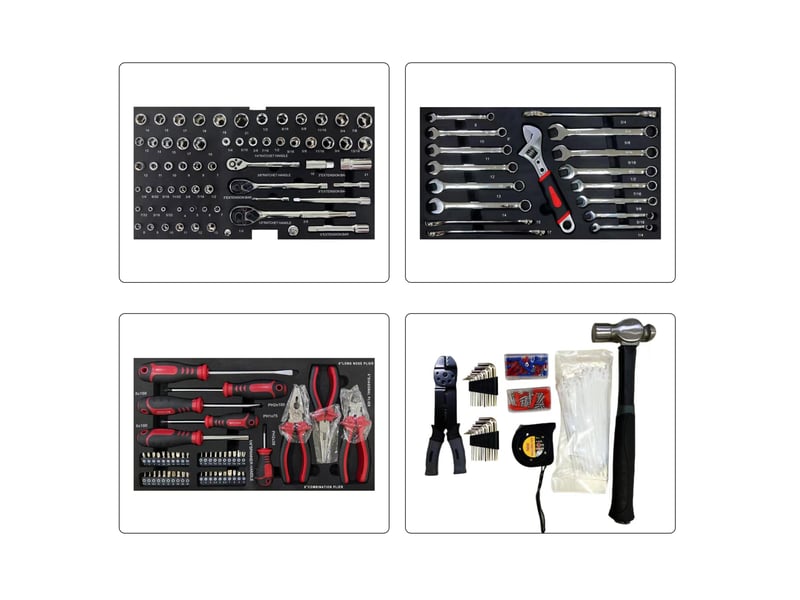 Coffre à outils en acier 50 x 27 x 35 cm noir, 3 tiroirs à glissières à billes et poignée de transport  - Conforama E