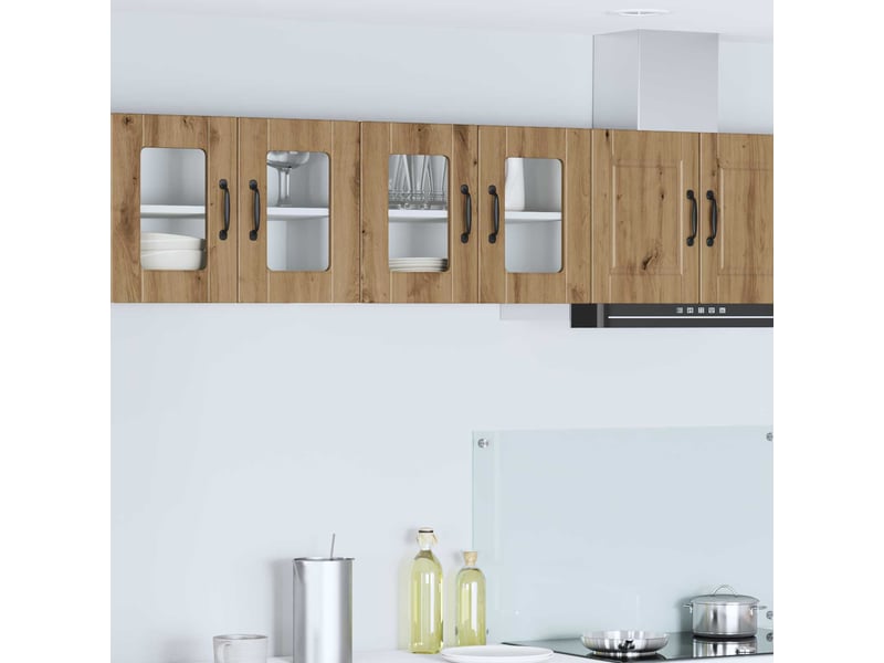  Meuble mural de cuisine, cabinet en verre mural 2 pcs chêne artisanal shl8435  - Conforama B