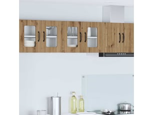 Meuble mural de cuisine, cabinet en verre mural 2 pcs chêne artisanal shl8435