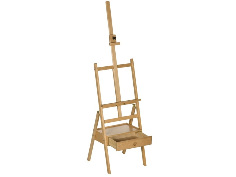Chevalet d'art réglable 43,5 x 43 x 150-190 cm – bois naturel – tiroir de rangement et format pliable - Conforama D
