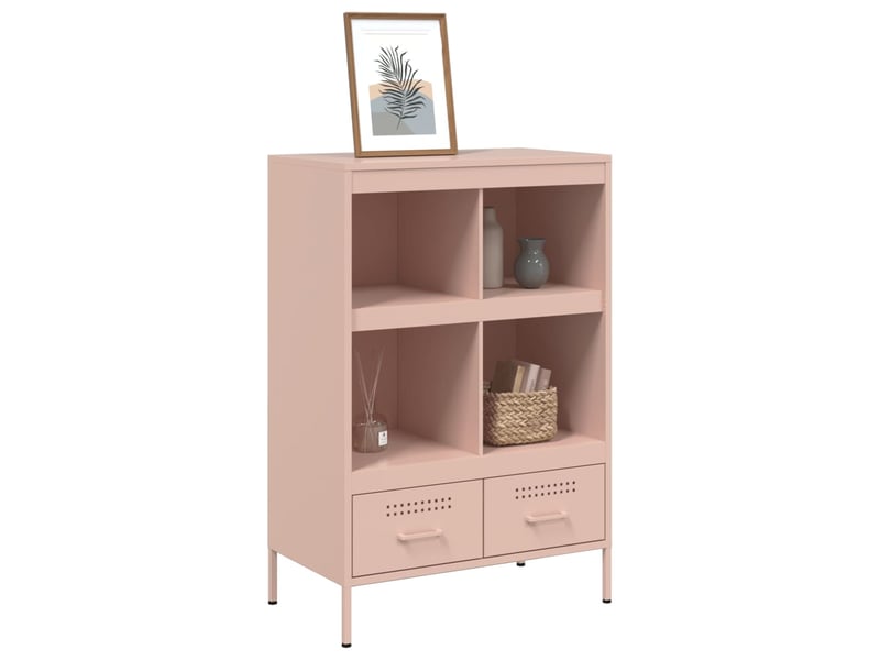  Buffet haut - bahut - meuble de rangement rose 68x39x101,5 cm acier  - Conforama D
