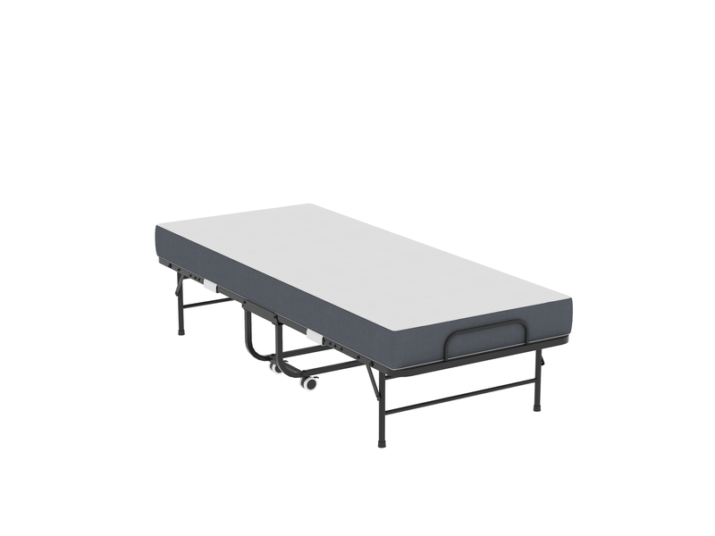  Modenvie lit pliant 80x190 cm - avec matelas mémoire de forme et roulettes, matelas inclus - noir  - Conforama A