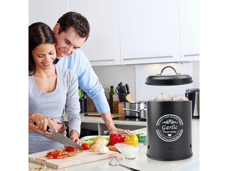 Lot de 3 boite de rangement pomme de terre bocaux rangement cusine des oignons (noir) - Conforama E