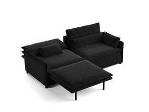 Canapé-lit convertible 3 en 1,206x91x86cm,canapé 3 places avec couchage extensible,coffre de rangement,tissu chenille,noir