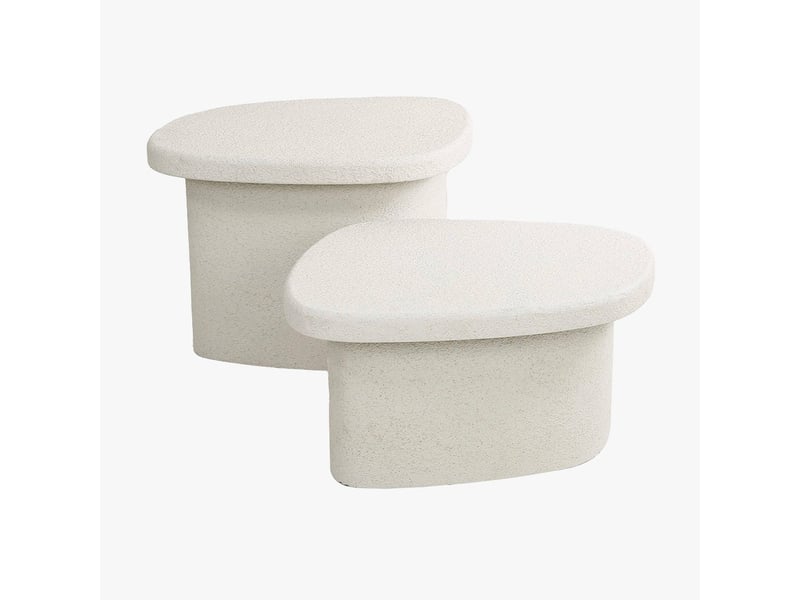  Lot de 2 tables basses en marbre composite blanc  - Conforama A