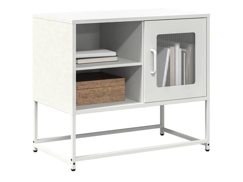  Meuble tv - banc tv - meuble de rangement blanc 68x39x60,5 cm acier  - Conforama B