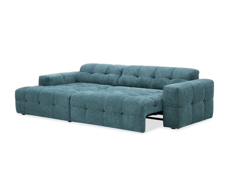 Canapé d'angle relax électrique en velours texturé bleu fedora - angle gauche KF9151-M3-BLE - Conforama C