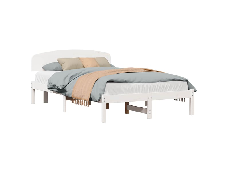  Lit double- lit adulte -  cadre de lit avec tête de lit blanc 120 x 200 cm pin massif  - Conforama A