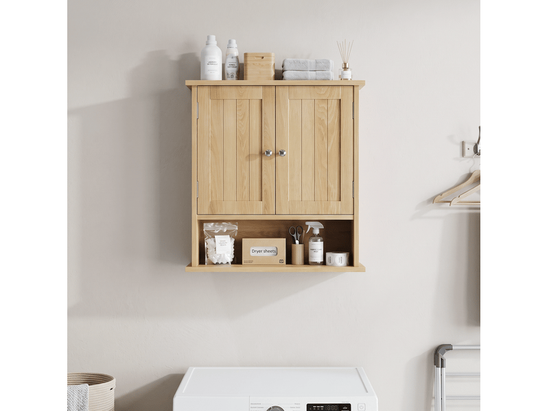  Armoire de salle de bains murale 54,6x19,8x59,9 cm à double porte mdf marron multicolore  - Conforama C