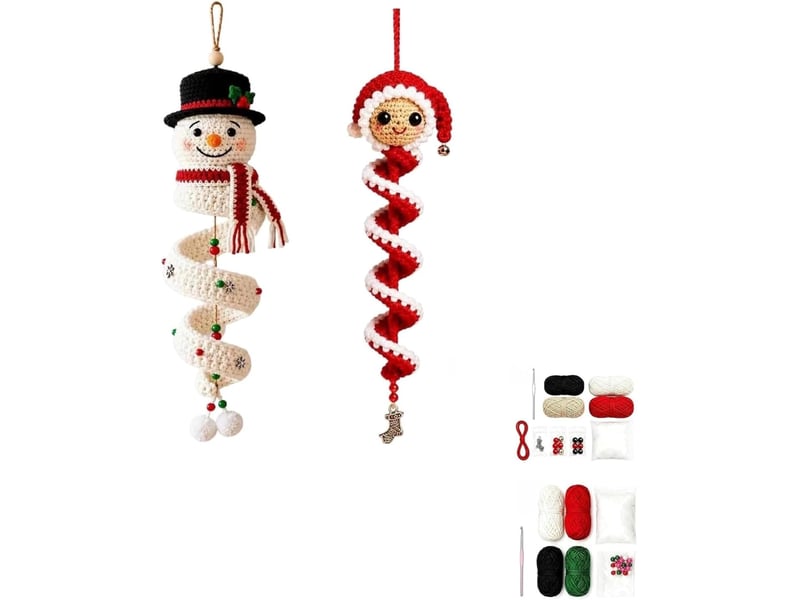 Lot de 2 kits diy crochet bonhomme de neige en spirale – pour débutants, ornements de noël à réaliser soi-même-style 2  - Conforama A