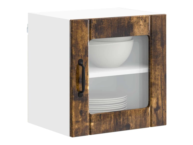  Meuble mural de cuisine, cabinet en verre mural chêne fumé 40x31x40cm shl3426  - Conforama C