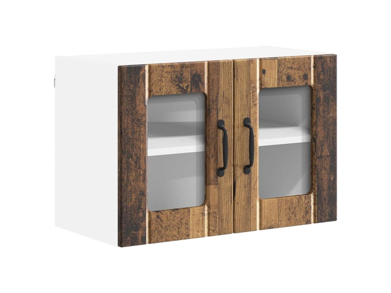  Cabinet en verre mural 2 pcs bois ancien bois d'ingénierie shl7494  - Conforama E
