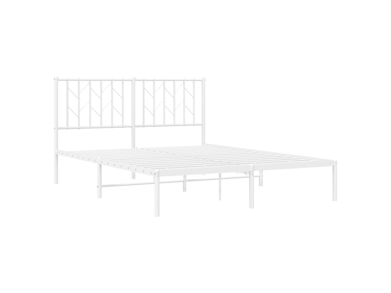  Lit double- lit adulte -  cadre de lit métal sans matelas et tête de lit blanc 140x200 cm  - Conforama C
