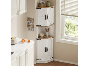 Buffet coin vintage blanc mdf 39,5x39,5x180cm meuble rangement cuisine