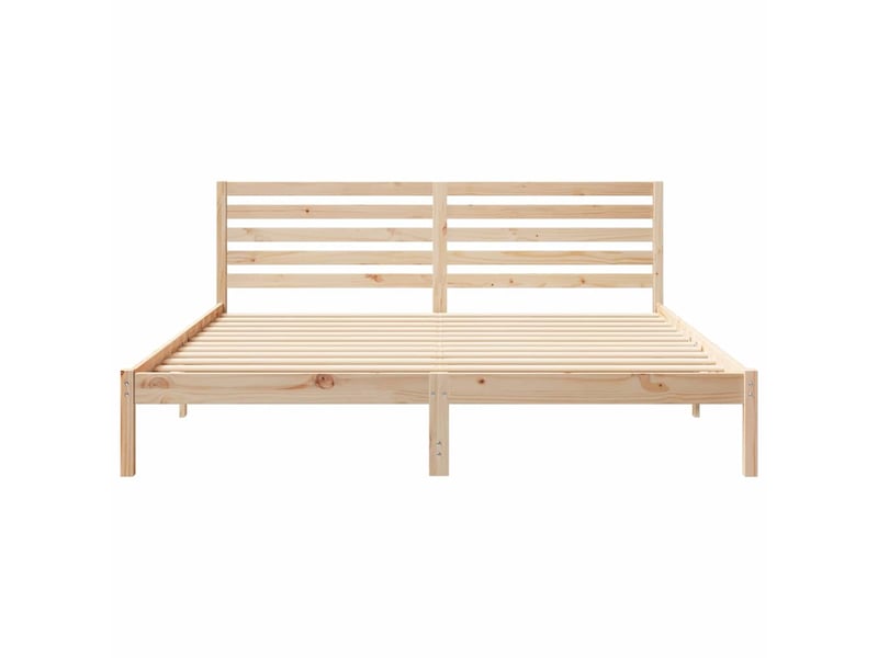Lit double- lit adulte - cadre de lit avec tête de lit marron 200 x 200 cm pin massif - Conforama D
