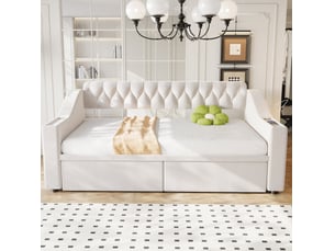 Lit simple 90x190 cm VIVRYN coloris beige