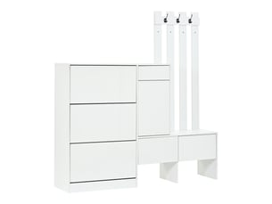Portemanteau avec banc et rangement 160 x 160 cm en mdf blanc