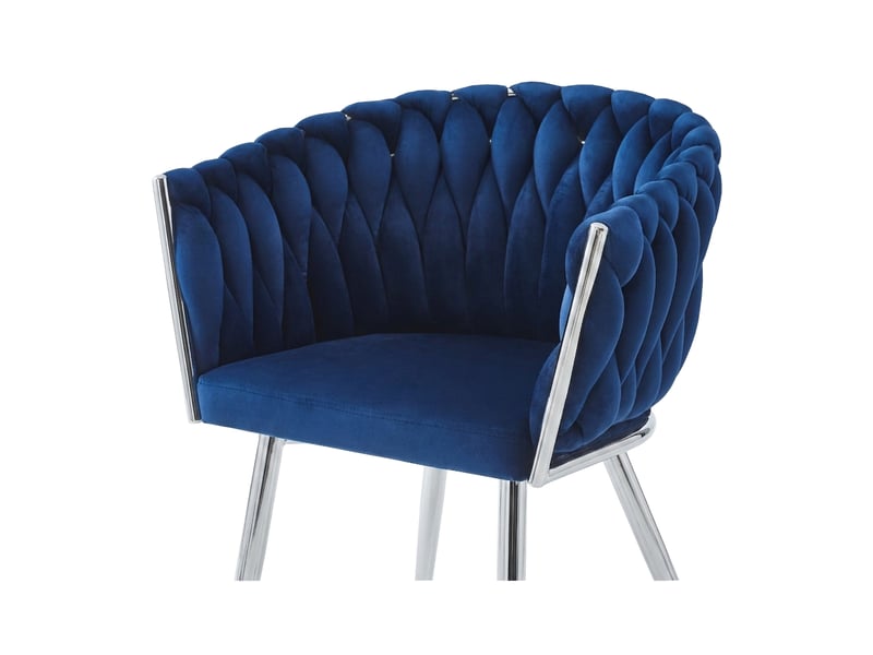  Chaise - leobert - orion - velours bleu marinepieds chromés - 61 x 55 x 79 cm - lot de 2  - Conforama C