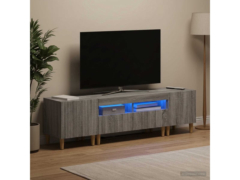Ensemble de 3 meubles tv - banc tv - meuble de rangement led arnhem 3 pcs sonoma gris - Conforama C