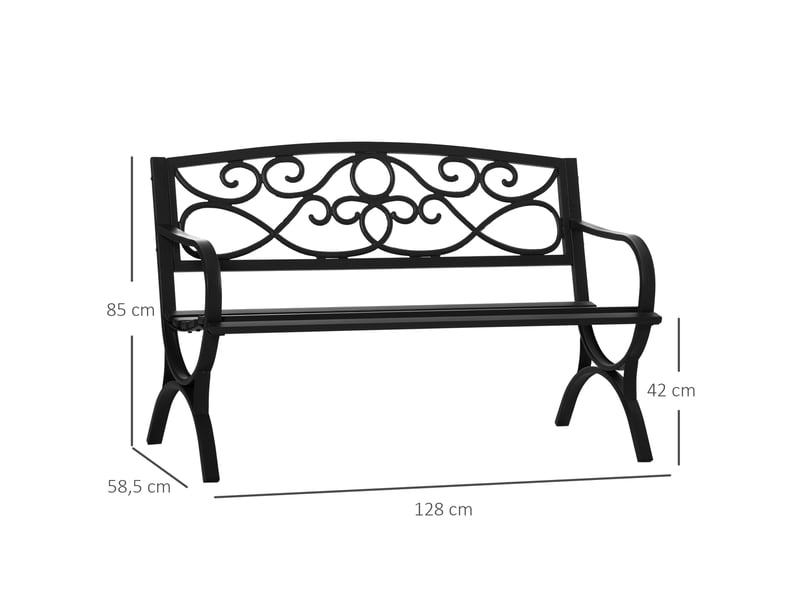  Banc de jardin 2 places banquette extérieur terrasse patio dossier incliné assise à lattes accoudoirs  - Conforama E
