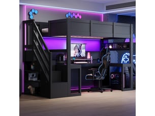Lit mezzanine 90x200 cm <strong>KORFEE</strong> <strong></strong> coloris noir