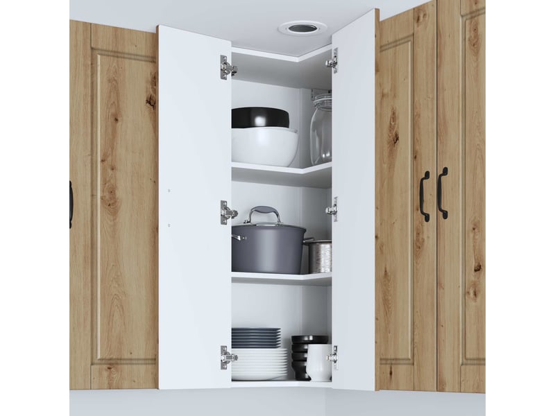  Meuble mural de cuisine, armoire d'angle cuisine porto chêne artisanal 57x57x100cm  - Conforama D
