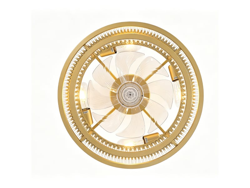  Ventilateur de plafond décoratif 19 pouces en abs doré et verre, contrôle apptélécommande, 6 vitesses  - Conforama D