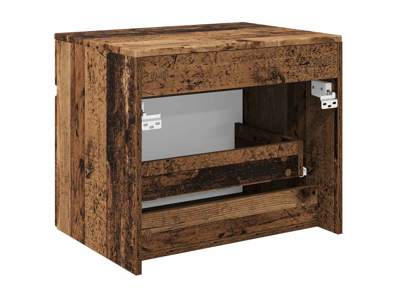  Cabinet salle de bain mural, meuble de rangement bois ancien 59x44.5x50 cm  - Conforama E