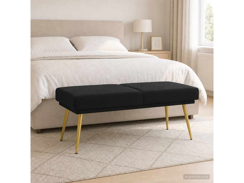  Banc d'entrée, banc à double couche noir 120x45x46 cm velours  - Conforama B