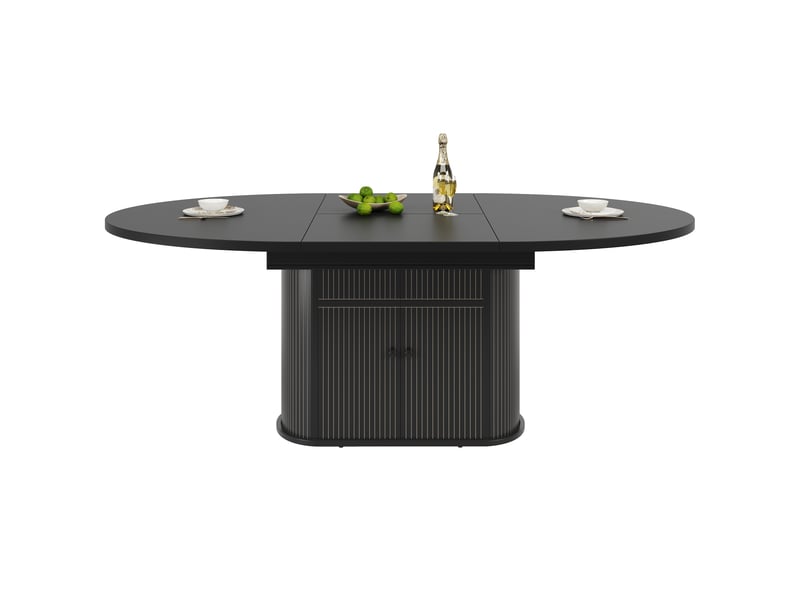  Table de salle à manger extensible 118-158x118x76,5 cm pour 4 à 6 personnes avec rangement, gain de place, table de cuisine - noir  - Conforama A