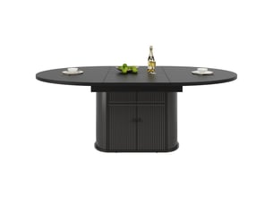 Table de salle à manger extensible 118-158x118x76,5 cm pour 4 à 6 personnes avec rangement, gain de place, table de cuisine - noir